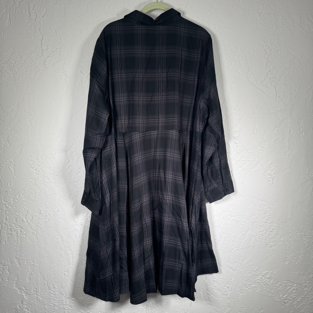 Torrid Shadow Plaid Button Front Shirt Kimono Dress Grey Black NWT 2 2X | Goth - Picture 10 of 11
